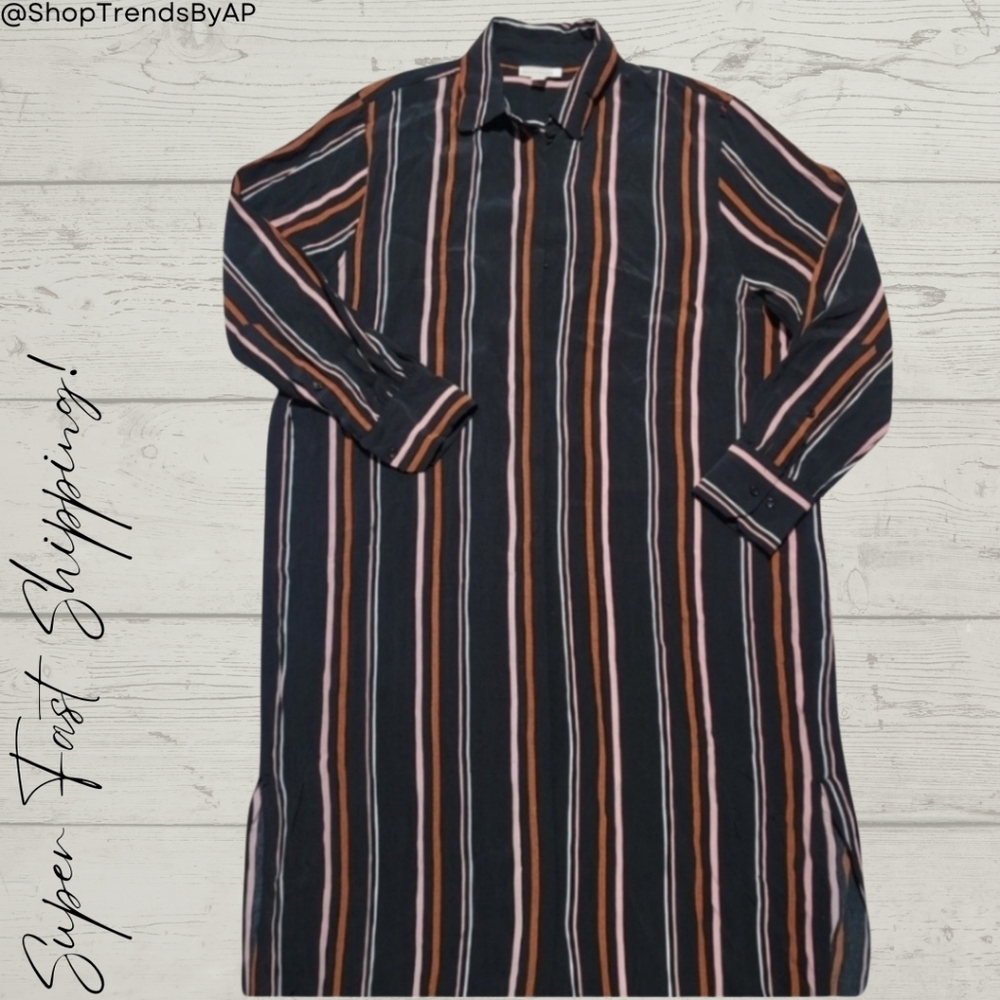 Topshop Striped Maxi Shirt Dress